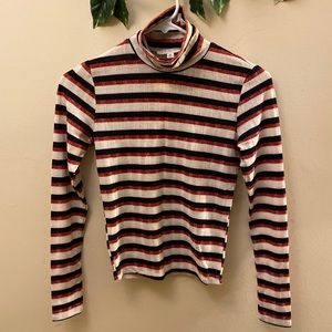 Striped turtleneck long sleeve tee